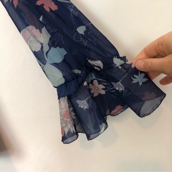 Cleobella Floral Long Sleeve Ruffle Tie Blouse XS - Picture 8 of 12